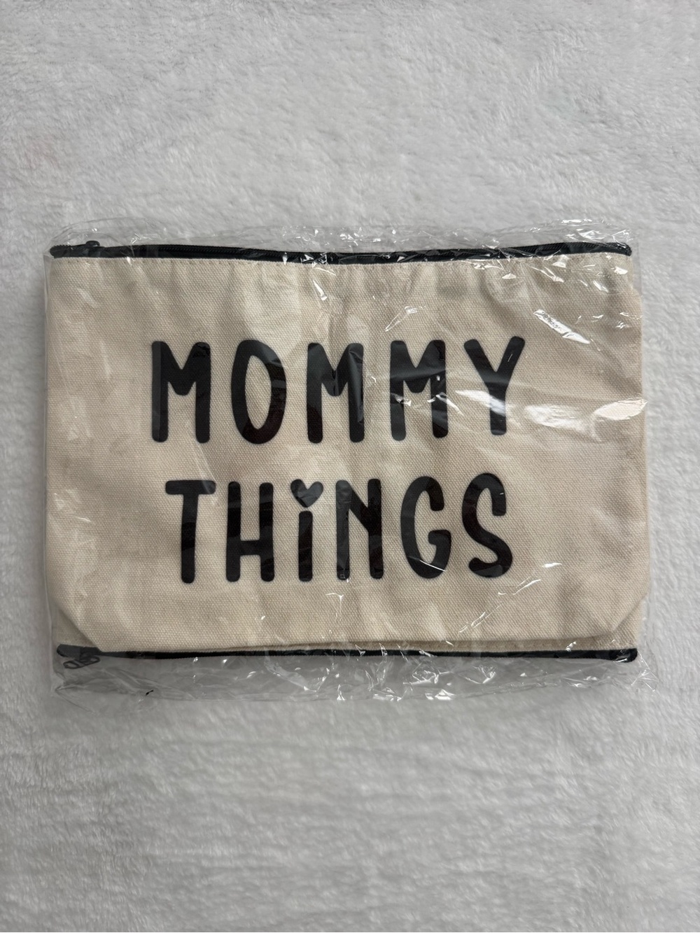 Mommy/Baby Things Cream Canvas Pouches